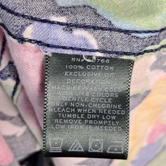 Lauren Ralph Lauren Size Medium Navy Floral Button Front Tunic 3/4 Sleeves EUC - Picture 11 of 13